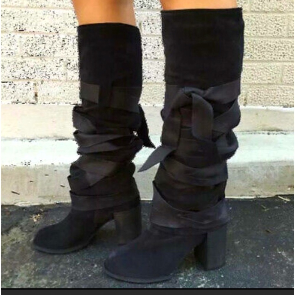 🔴 Free People Black Suede Boots